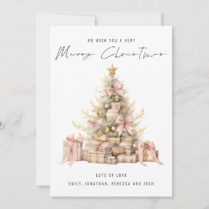 Rose Gold Tree 2027 Calendar Merry Christmas Holiday Card