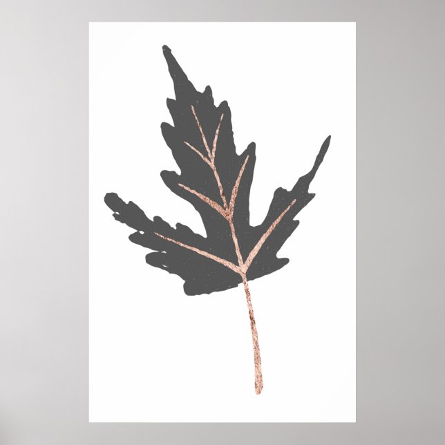Rose Gold Tree Leaf Wall Print (Front)
