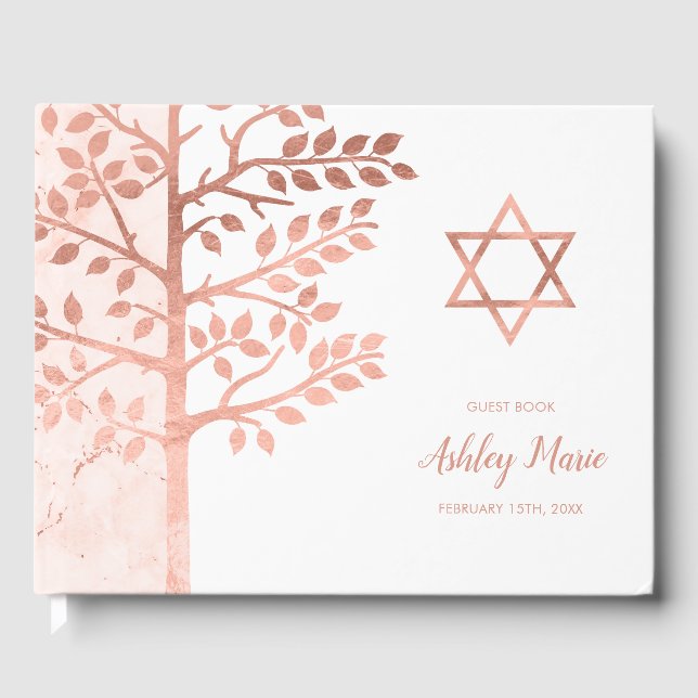 Rose Gold Tree of Life Bat Mitzvah Guest Book (Front)