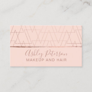 Rose gold triangles blush hair makeup typography business card