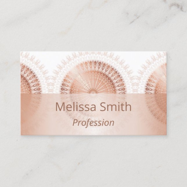 Rose Gold Trifold Mandala Business Card (Front)