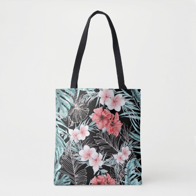 Rose Gold Tropical Botanical Aloha Pineapple Chic Tote Bag (Front)