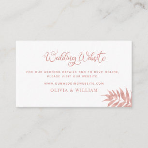 Rose Gold Tropical Palm Leaf Wedding Website Enclosure Card