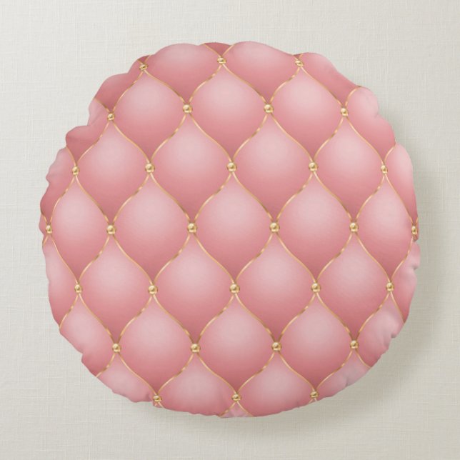 Rose Gold Tufted Round Pillow (Front)