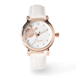 Rose Gold Turtle White Marble Monogram Watch