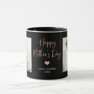 Rose Gold Two Photo Script Happy Mother's Day Mug