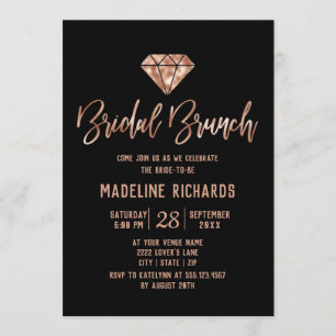Rose Gold Typographie Bridal Brunch Invitation