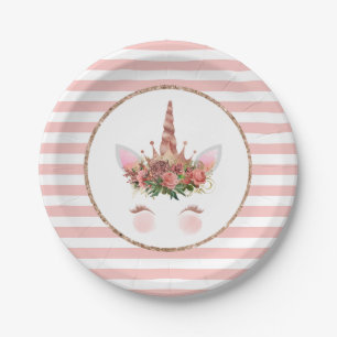 Rose Gold Unicorn Princess Paper Plate