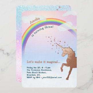 Rose Gold Unicorn Rainbow Glitter Magical Birthday