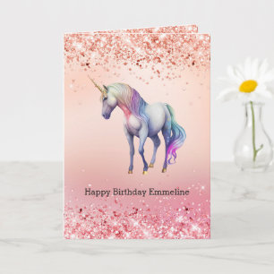 Rose Gold Unicorn Sparkle   Card