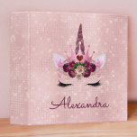 Rose Gold Unicorn Sparkle Princess Monogram Name Binder<br><div class="desc">Blush Pink and Rose Gold Princess Unicorn Sparkle Princess Monogram Name Binder for going Back to School or a Birthday Gift. This Binder is perfect for the girly girl who loves unicorns. Please contact the designer for matching items.</div>