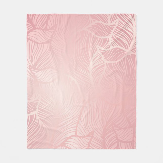 Rose gold vintage Damask Fleece Blanket (Front)