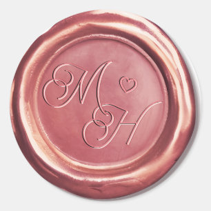    Rose Gold Vintage Initials Custom Wedding Favou Classic Round Sticker