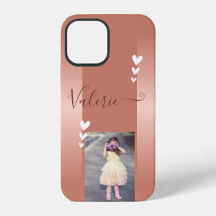 Rose Gold Vintage Pink Blush Photo Template iPhone 12 Case