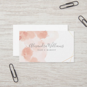 Rose Gold Watercolor Geometric Business Card