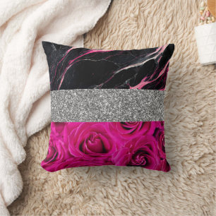 Rose Gold Watercolor Luxury Gold Glitter Blush Throw Pillow