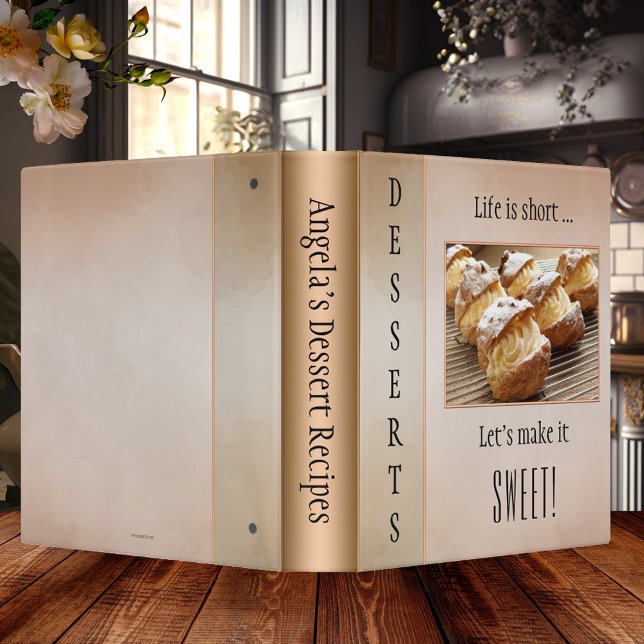 Rose Gold Watercolor Personalized Recipe Binder (Recipe binder featuring a gold and rose gold background with watercolor effects and your photo)