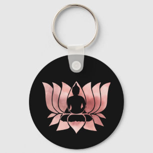 Rose Gold Watercolor Texture Buddha Meditation Zen Keychain
