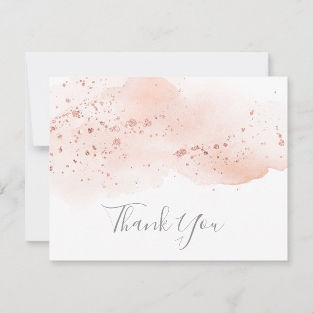 Rose Gold Watercolor Thank You Card (Front)