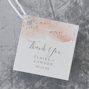Rose Gold Watercolor Thank You Favour Tags