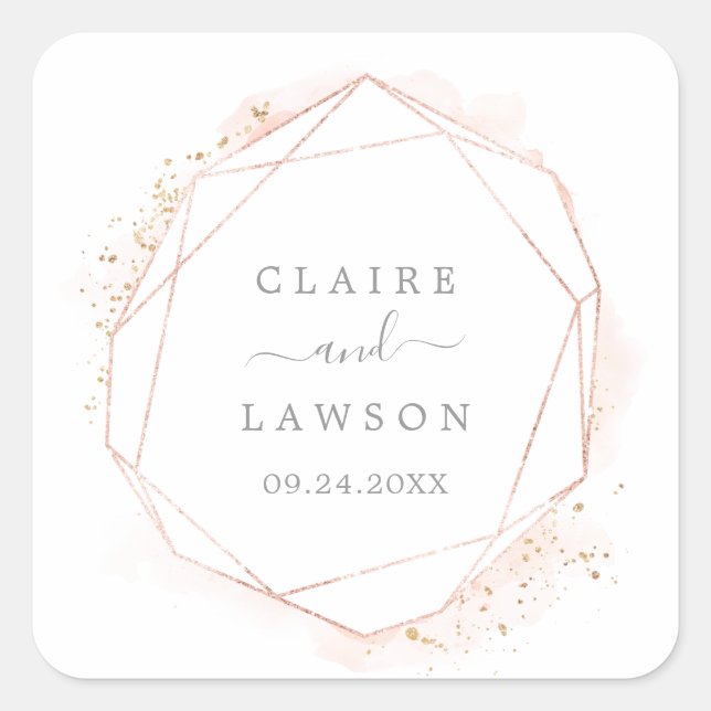 Rose Gold Watercolor Wedding Envelope Seals (Front)