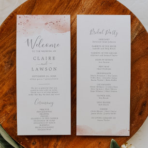 Rose Gold Watercolor Wedding Program