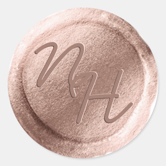 Rose Gold Wax Seal Initials Envelope Sticker (Front)
