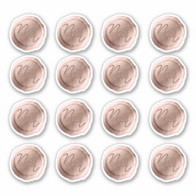 Rose Gold Wax Seal Initials Wedding Monogram (Front)