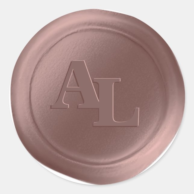 Rose Gold Wax Seal Monogram Wedding Stickers (Front)