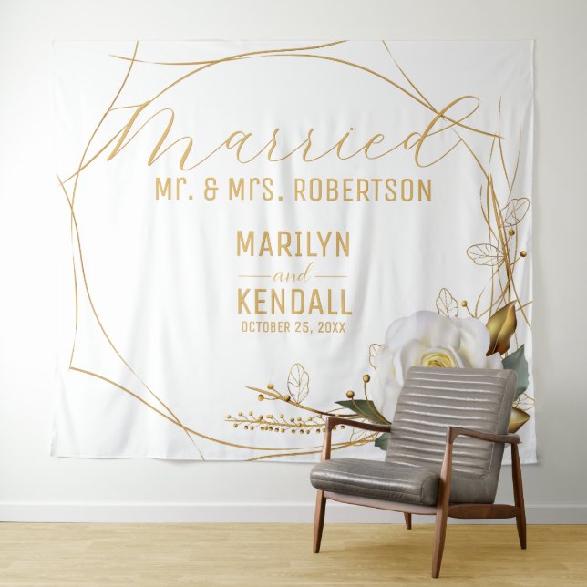Rose Gold Wedding Backdrop Tapestry (In Situ (Horizontal))