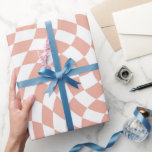 Rose Gold Wedding Collection Check Chequered  Wrapping Paper<br><div class="desc">Modern bohemian rose gold colour theme bridal wedding party products. Evergreen retro trendy warped checks design,  warped chequered paper plates in beautiful elegant and chic rose gold and white colour.</div>