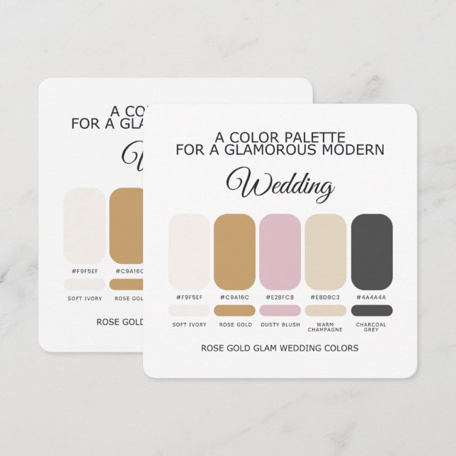 Rose Gold Wedding Color Palette Card (Front/Back)