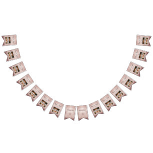 Rose Gold Wedding Elegant Modern Custom Photo Bunting Flags