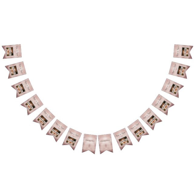 Rose Gold Wedding Elegant Modern Custom Photo Bunting Flags (All)