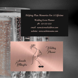 Rose Gold Wedding Event Planner Business Card
