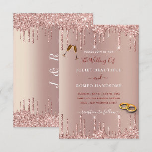 Rose Gold Wedding Invitation - Personalized
