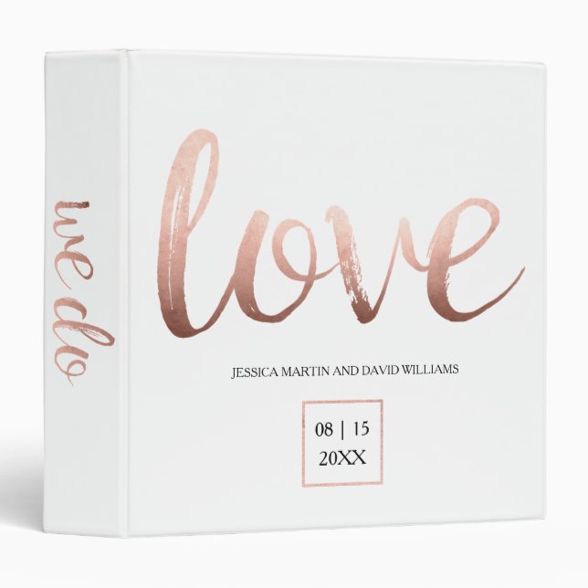 Rose Gold Wedding Organizer Binder (Front/Spine)