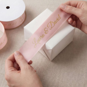 Rose Gold Wedding Personalized Name Ribbon Satin Ribbon