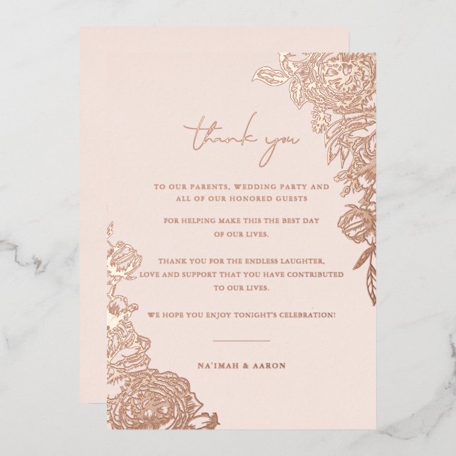 Rose Gold | Wedding Table Thank You (Front/Back)