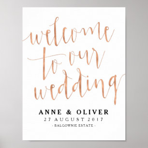 Rose Gold Wedding Welcome Sign Rustic