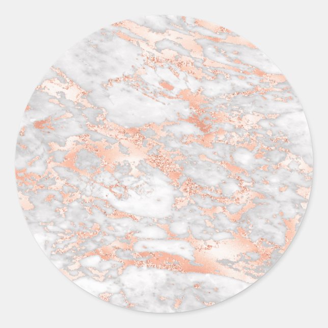 Rose Gold Wh Marble, Blank Template Text/Art, Vs 2 Classic Round Sticker (Front)