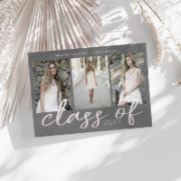 Rose Gold Whimsical Script Photo Graduation Card