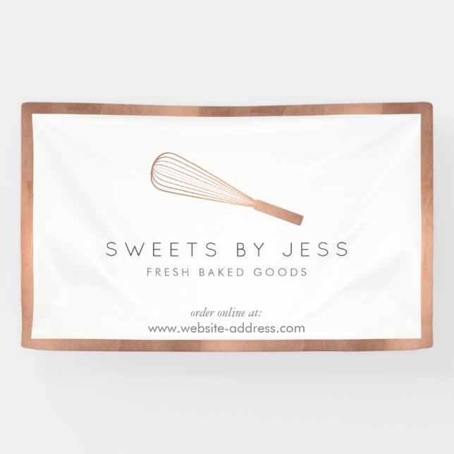Rose Gold Whisk Bakery Banner (Horizontal)