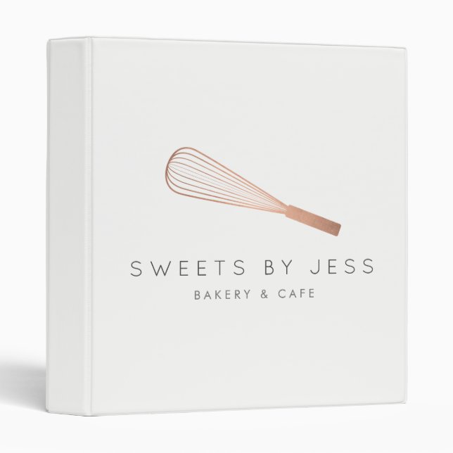 Rose Gold Whisk Bakery Binder (Front/Spine)