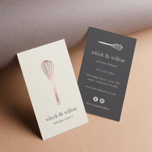 Rose Gold Whisk   Bakery   Chef   Caterer Business Card