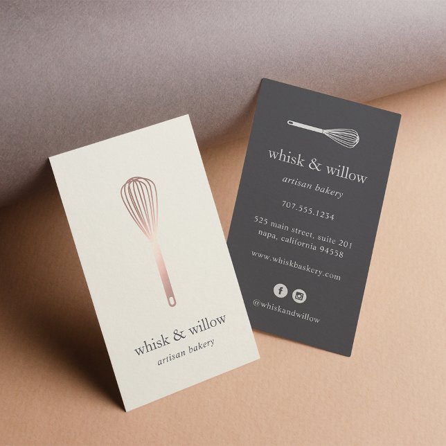 Rose Gold Whisk | Bakery | Chef | Caterer Business Card (Creator Uploaded)