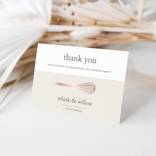 Rose Gold Whisk | Bakery or Caterer Business Thank You Card (Creator Uploaded)