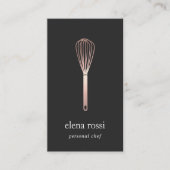 Rose Gold Whisk | Chef Catering Bakery Business Card (Front)
