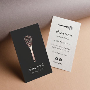 Rose Gold Whisk   Chef Catering Bakery Business Card