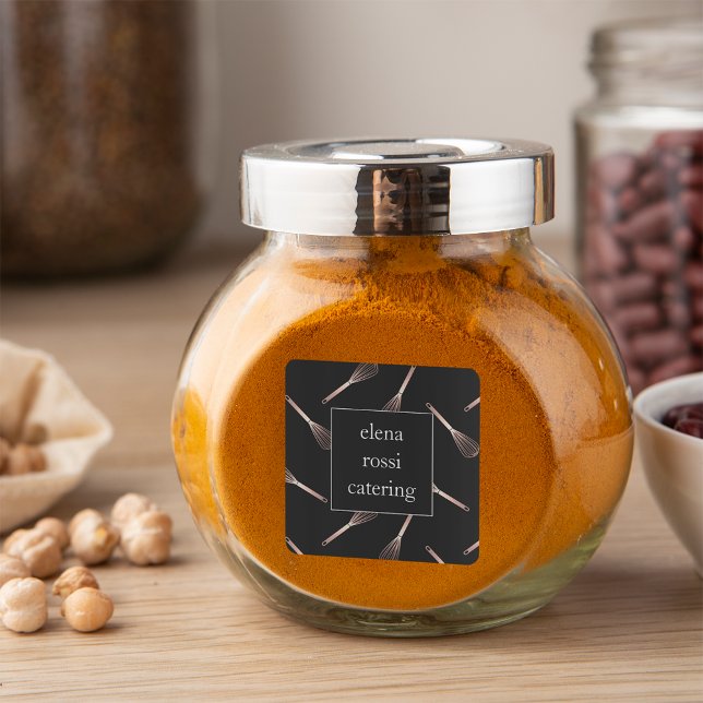 Rose Gold Whisk Pattern | Chef Caterer Baker Square Sticker (Creator Uploaded)